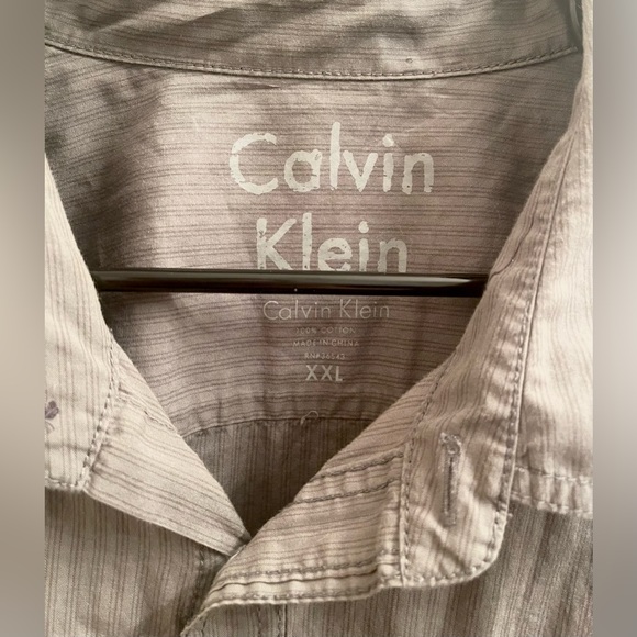 Calvin Klein Button Down Grey Men’s XXL 100% Cotton - Picture 4 of 5